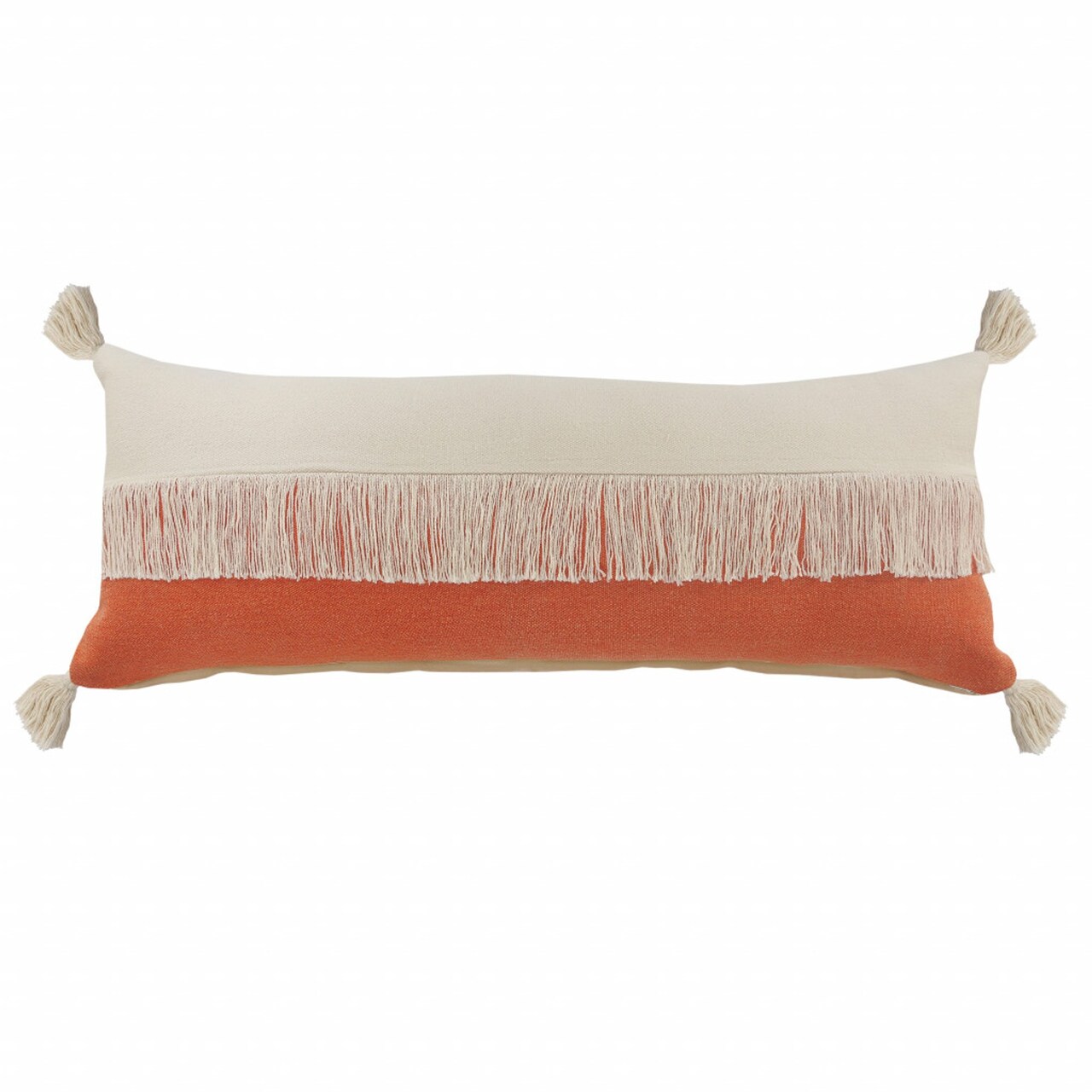 Edge Collections - 14" x 36" - Orange - Decorative Zippered Throw Pillow for Sofa and Chair - 1 Piece